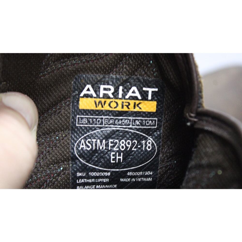 Ariat Work Hog Mens Size 11 Brown Western Boots Square Toe Profile leather - Picture 9 of 9